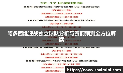 阿多西维迎战独立球队分析与赛前预测全方位解读